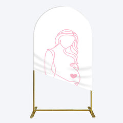 Aperturee - Aperturee Pink Lined Pregnant Woman Baby Shower Arch Backdrop