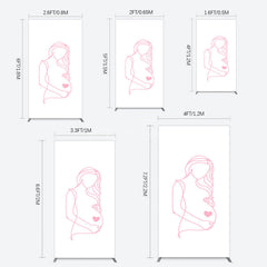 Aperturee - Aperturee Pink Lined Pregnant Woman Baby Shower Rectangle Backdrop