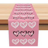 Aperturee - Aperturee Pink Loyal Love Concentric Valentines Day Table Runner