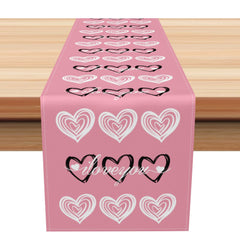 Aperturee - Aperturee Pink Loyal Love Concentric Valentines Day Table Runner