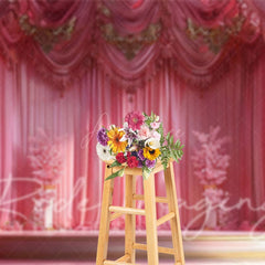 Aperturee - Aperturee Pink Luxury Ballroom Stage Wedding Photo Backdrop