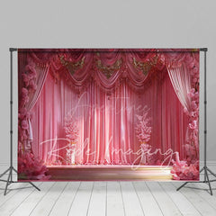 Aperturee - Aperturee Pink Luxury Ballroom Stage Wedding Photo Backdrop