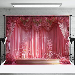 Aperturee - Aperturee Pink Luxury Ballroom Stage Wedding Photo Backdrop