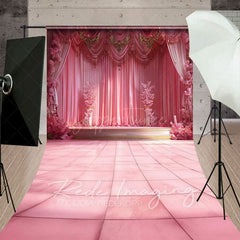 Aperturee - Aperturee Pink Luxury Ballroom Stage Wedding Sweep Backdrop