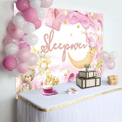 Aperturee - Aperturee Pink Masquerade Moon Light Bear Sleepover Backdrop