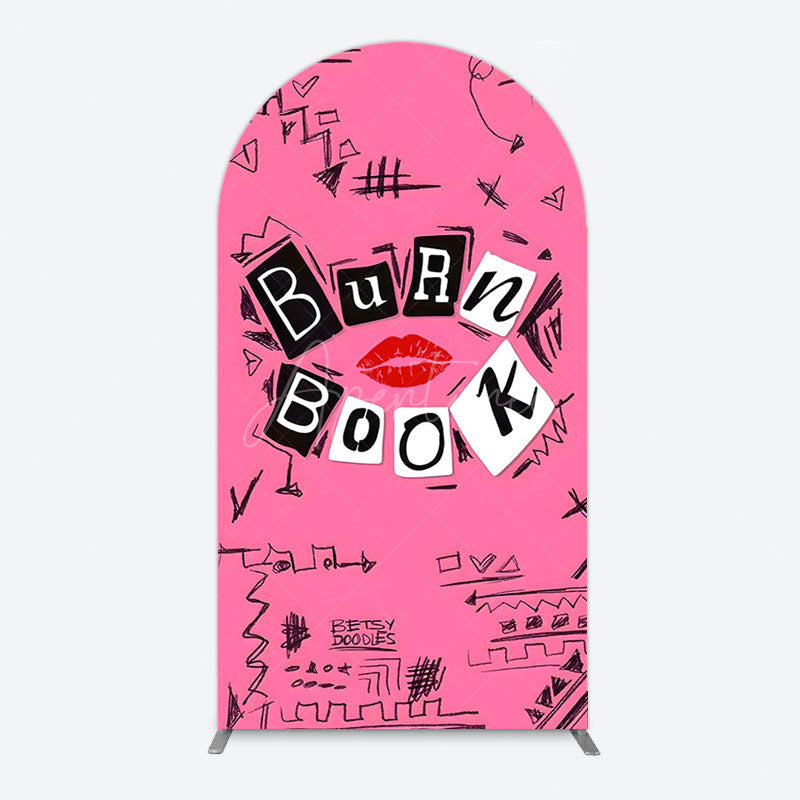 Aperturee - Aperturee Pink Mean Girls Burn Book Birthday Arch Backdrop