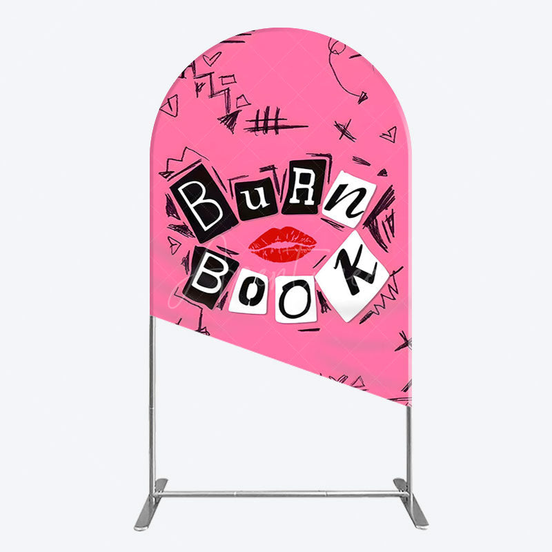 Aperturee - Aperturee Pink Mean Girls Burn Book Birthday Arch Backdrop