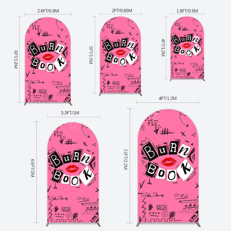 Aperturee - Aperturee Pink Mean Girls Burn Book Birthday Arch Backdrop