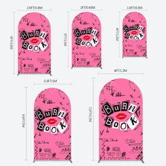 Aperturee - Aperturee Pink Mean Girls Burn Book Birthday Arch Backdrop