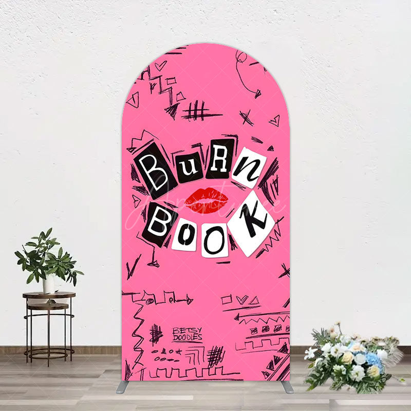 Aperturee - Aperturee Pink Mean Girls Burn Book Birthday Arch Backdrop
