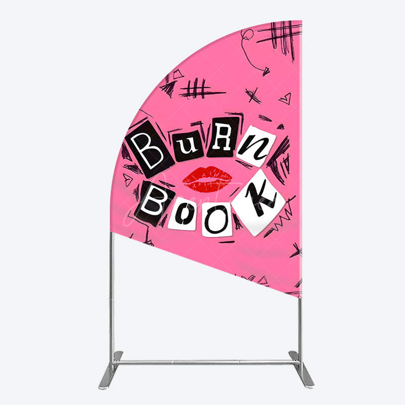 Aperturee - Aperturee Pink Mean Girls Burn Book Birthday Half Moon Arch Backdrop