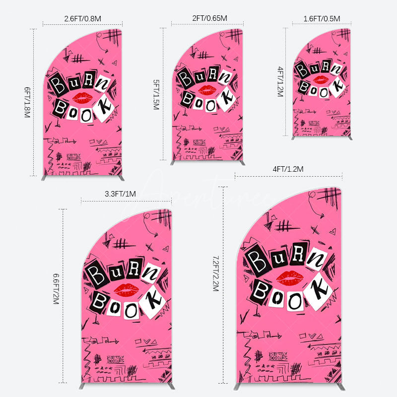 Aperturee - Aperturee Pink Mean Girls Burn Book Birthday Half Moon Arch Backdrop