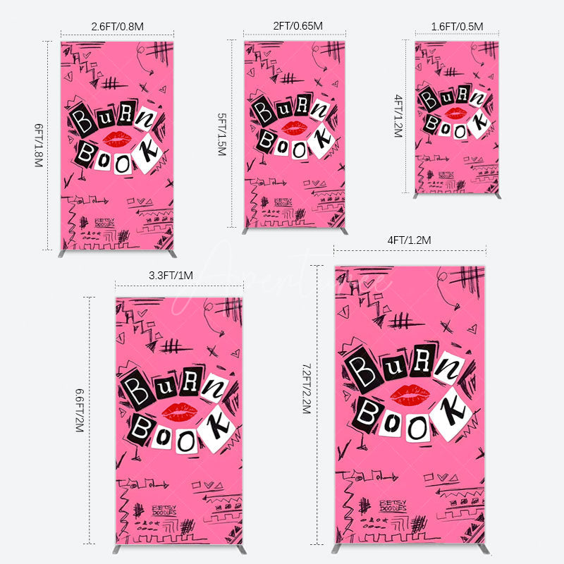 Aperturee - Aperturee Pink Mean Girls Burn Book Birthday Rectangle Backdrop