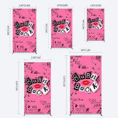 Aperturee - Aperturee Pink Mean Girls Burn Book Birthday Rectangle Backdrop