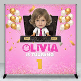 Aperturee - Aperturee Pink Office Baby Custom Photo 1st Birthday Backdrop