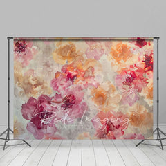 Aperturee - Aperturee Pink Orange Abstract Floral Pattern Photo Backdrop