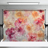 Aperturee - Aperturee Pink Orange Abstract Floral Pattern Photo Backdrop