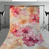 Aperturee - Aperturee Pink Orange Abstract Floral Pattern Sweep Backdrop