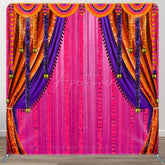 Aperturee - Aperturee Pink Orange Curtain Dance Party Pillow Case Backdrop