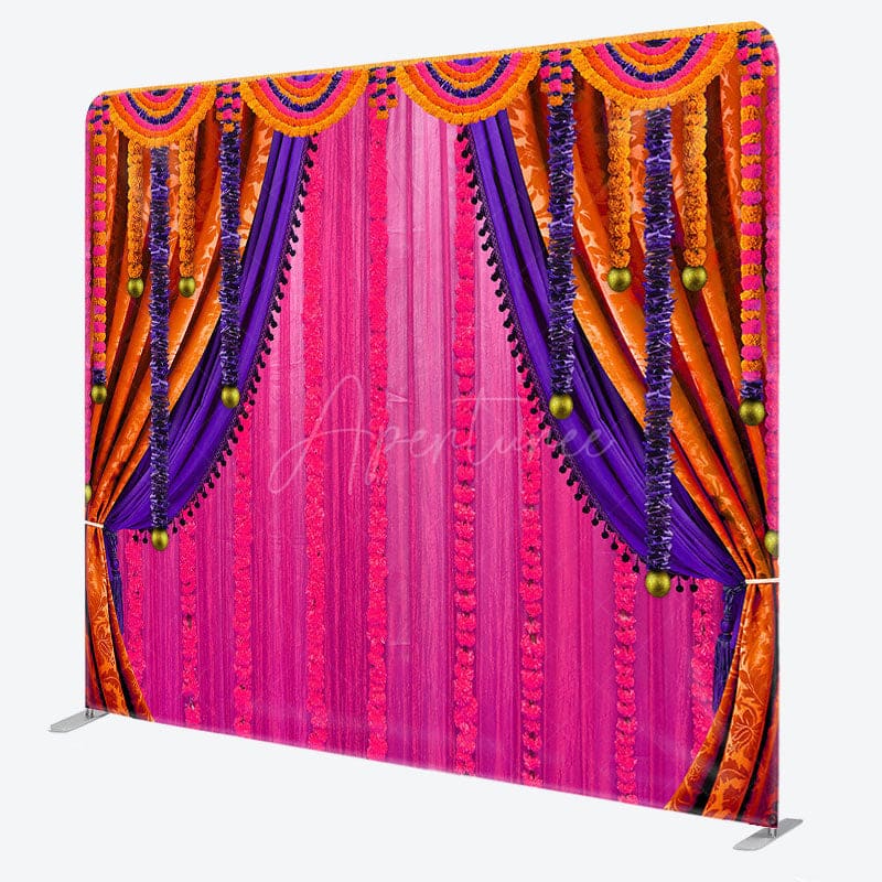 Aperturee - Aperturee Pink Orange Curtain Dance Party Pillow Case Backdrop