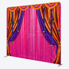 Aperturee - Aperturee Pink Orange Curtain Dance Party Pillow Case Backdrop