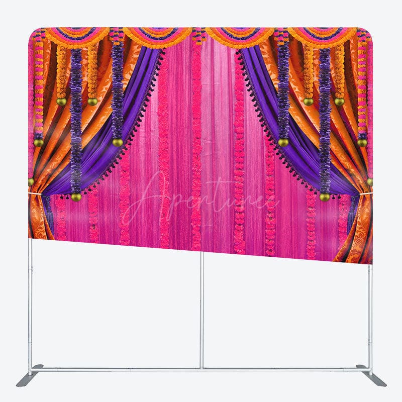 Aperturee - Aperturee Pink Orange Curtain Dance Party Pillow Case Backdrop