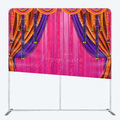 Aperturee - Aperturee Pink Orange Curtain Dance Party Pillow Case Backdrop