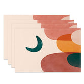 Aperturee - Aperturee Pink Orange Green Abstract Moon Set Of 4 Placemats