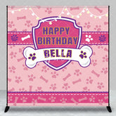 Aperturee - Aperturee Pink Paw Bone Print Custom Name Birthday Backdrop