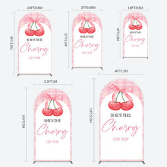 Aperturee - Aperturee Pink Plaid Bow Cherry On Top Bridal Shower Arch Backdrop