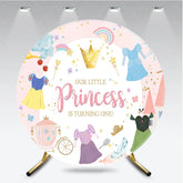 Aperturee - Aperturee Pink Princess 1st Birthday Round Backdrop Fairytale Castle Carriage Prop