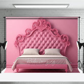 Aperturee Aperturee Pink Princess Headboard Photography Backdrop Ornate Rococo Tufted Bed Fairytale Bedroom Studio Photo Prop