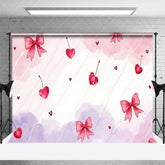 Aperturee - Aperturee Pink Purple Cloud Cherry Valentines Day Backdrop