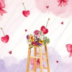 Aperturee - Aperturee Pink Purple Cloud Cherry Valentines Day Backdrop