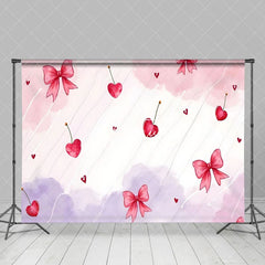 Aperturee - Aperturee Pink Purple Cloud Cherry Valentines Day Backdrop