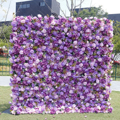 Aperturee - Aperturee Pink Purple Elegant Artificial Wedding Flower Wall