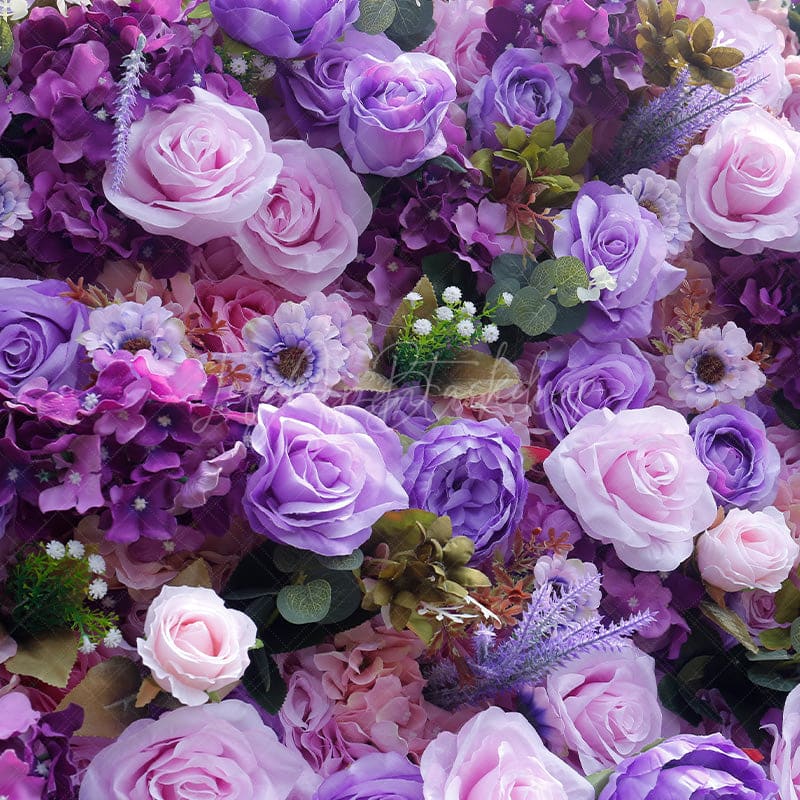 Aperturee - Aperturee Pink Purple Elegant Artificial Wedding Flower Wall