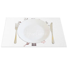 Aperturee - Aperturee Pink Purple Floral Cross Set of 4 Placemats Elegant Ribbon Religious Table Mats First Communion Easter Decoration