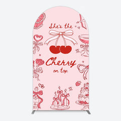 Aperturee - Aperturee Pink Red Cake Cherry On Top Bridal Shower Arch Backdrop