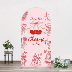 Aperturee - Aperturee Pink Red Cake Cherry On Top Bridal Shower Arch Backdrop