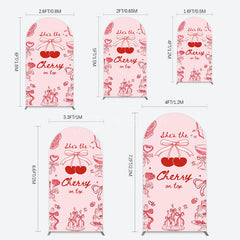 Aperturee - Aperturee Pink Red Cake Cherry On Top Bridal Shower Arch Backdrop