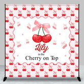 Aperturee - Aperturee Pink Red Cherry On Top Custom Baby Shower Backdrop