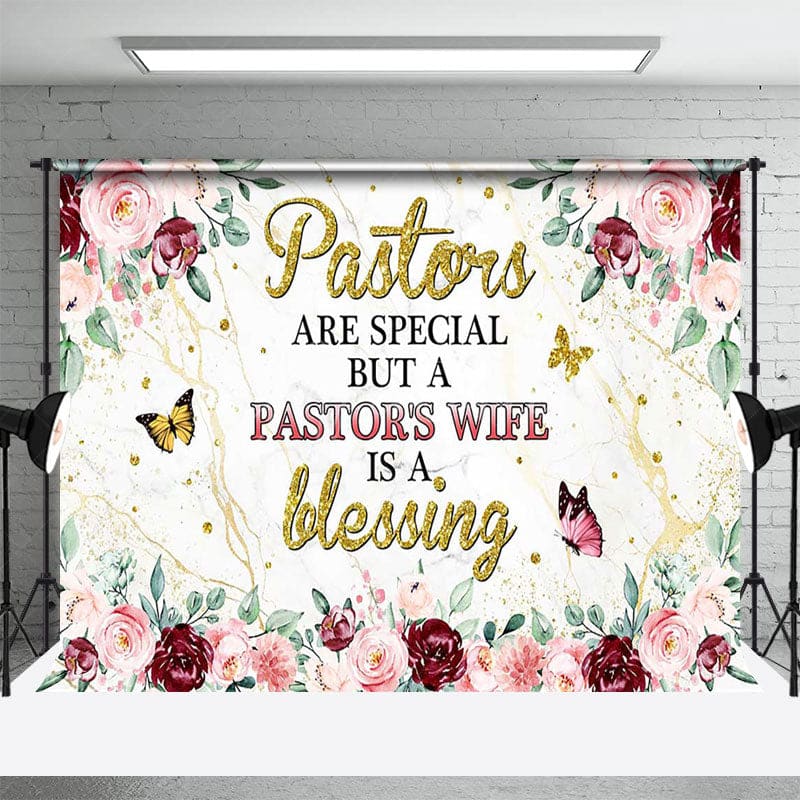 Aperturee - Aperturee Pink Red Rose Leaf Pastors Wife Appreciation Backdrop