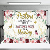 Aperturee - Aperturee Pink Red Rose Leaf Pastors Wife Appreciation Backdrop