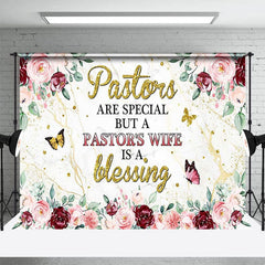 Aperturee - Aperturee Pink Red Rose Leaf Pastors Wife Appreciation Backdrop