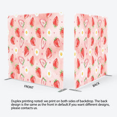 Aperturee - Aperturee Pink Red Strawberry Daisy Fruit Pillow Cover Backdrop