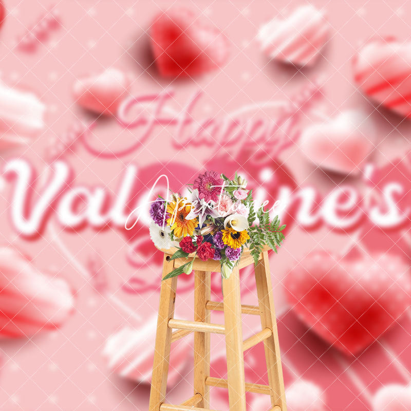 Aperturee - Aperturee Pink Romantic Love Hearts Valentines Day Backdrop