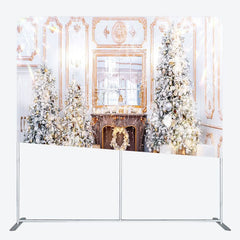 Aperturee - Aperturee Pink Room Christmas Gifts Fabric Tension Backdrop