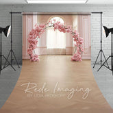 Aperturee - Aperturee Pink Rose Arch Romantic Palace Wedding Sweep Backdrop