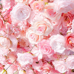 Aperturee - Aperturee Pink Rose Fabric Arch Flower Wall Wedding Party Decor